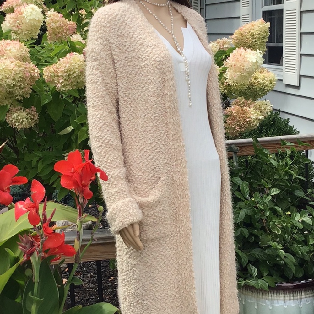 EXTREME SOFT & COZY MIDI CARDIGAN, CREAM with POCKETS - Picture 3 of 13